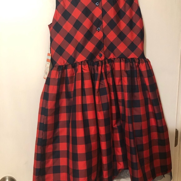 Girls Cat and Jack Red and blue Holiday Dress - Picture 3 of 6